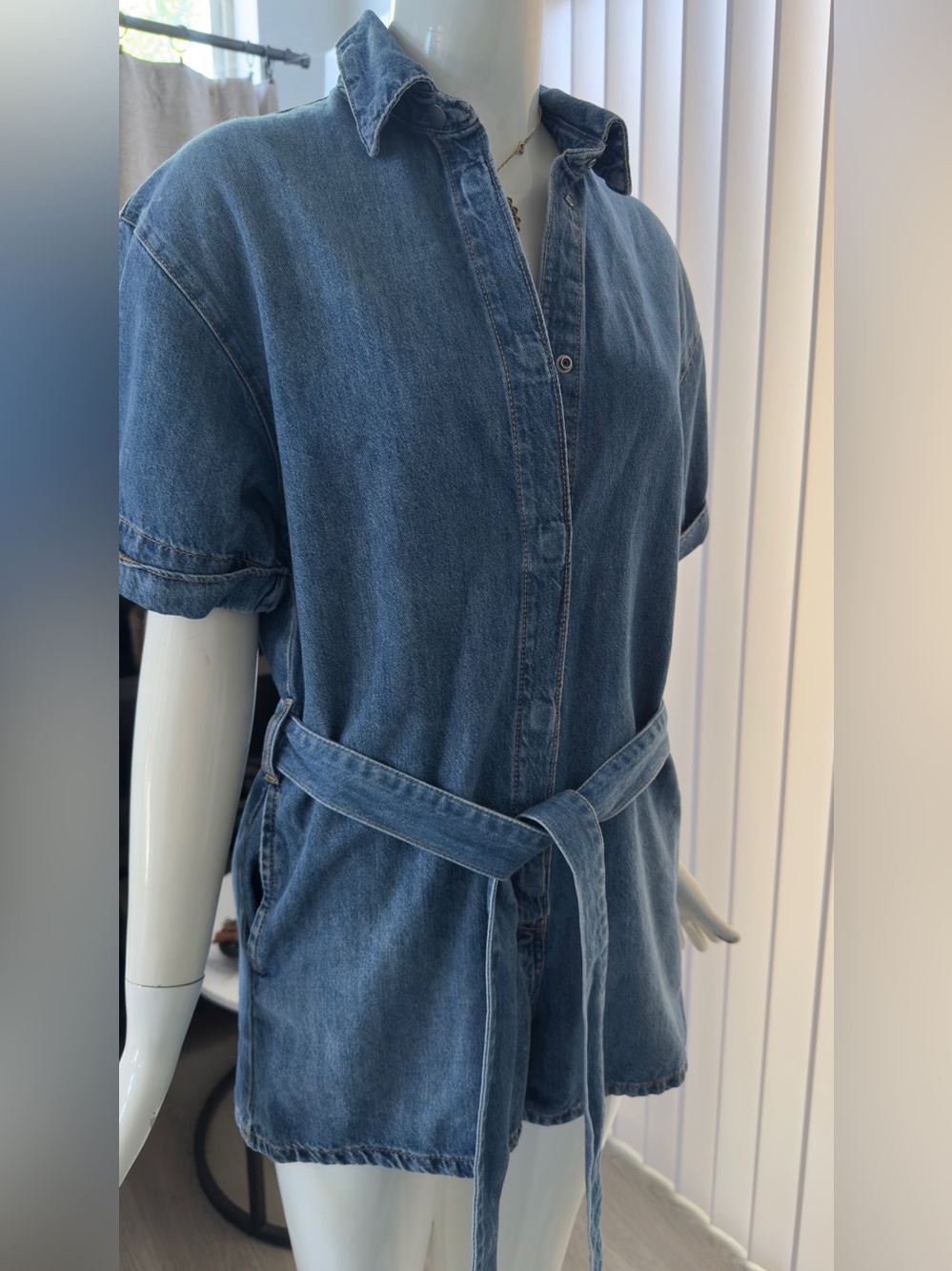 Zara Denim overall with Tie Belt
